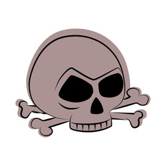 Skull and crossbones sticker. Halloween line icon