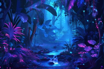 Luminous Jungle Pathway Scene