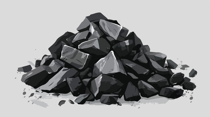 Heap of charcoal on grey background Vector illustrati