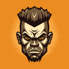 A vector illustration of a angry face on an orange background