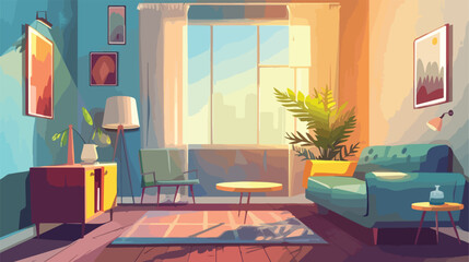 Interior of beautiful modern room Vector illustration