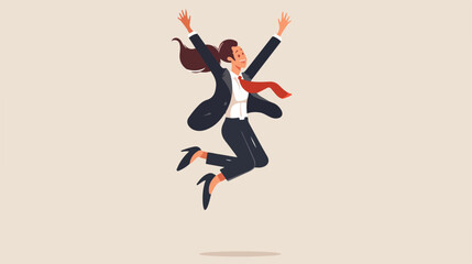 Jumping businesswoman on light background Vector 