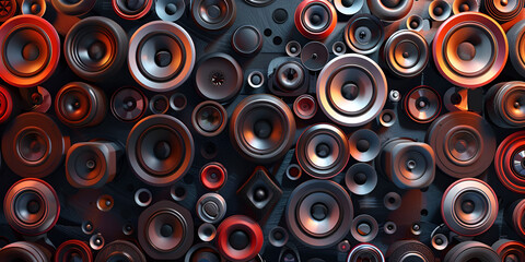 A large stack of music audio speakers Generative ai