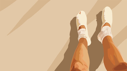 Legs of young woman in socks on beige background Vector