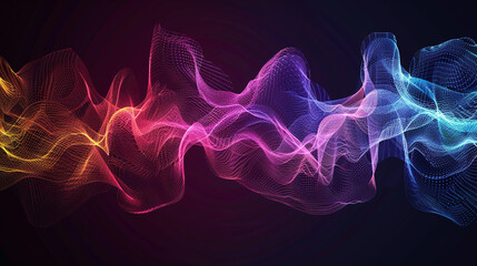 Create a vector illustration of colorful sound waves pulsating in a fluid, wave-like pattern.