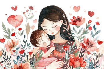 Fototapeta premium A woman holding a baby in her arms. Suitable for family and parenting concepts