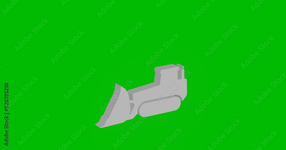 Poster animation of rotation of a white bulldozer symbol with shadow. simple and complex rotation. seamless
