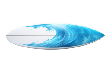 The Dancing Wave: A White Surfboards Symphony on a White or Clear Surface PNG Transparent Background.