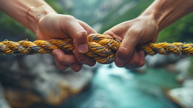 A hands tying a rope in a knot, symbolizing securing business deals and partnerships.