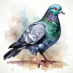 Fototapeta premium watercolor pigeon clipart, Generative Ai