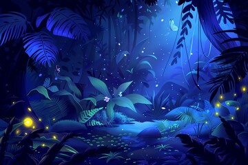 Fototapeta premium Jungle Night Lights background