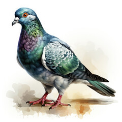 watercolor pigeon clipart, Generative Ai