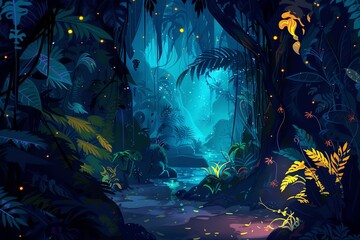 Fototapeta premium Jungle Night Lights background