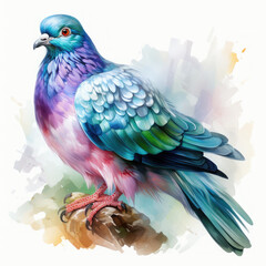 Obraz premium watercolor pigeon clipart, Generative Ai