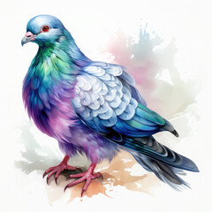 watercolor pigeon clipart, Generative Ai