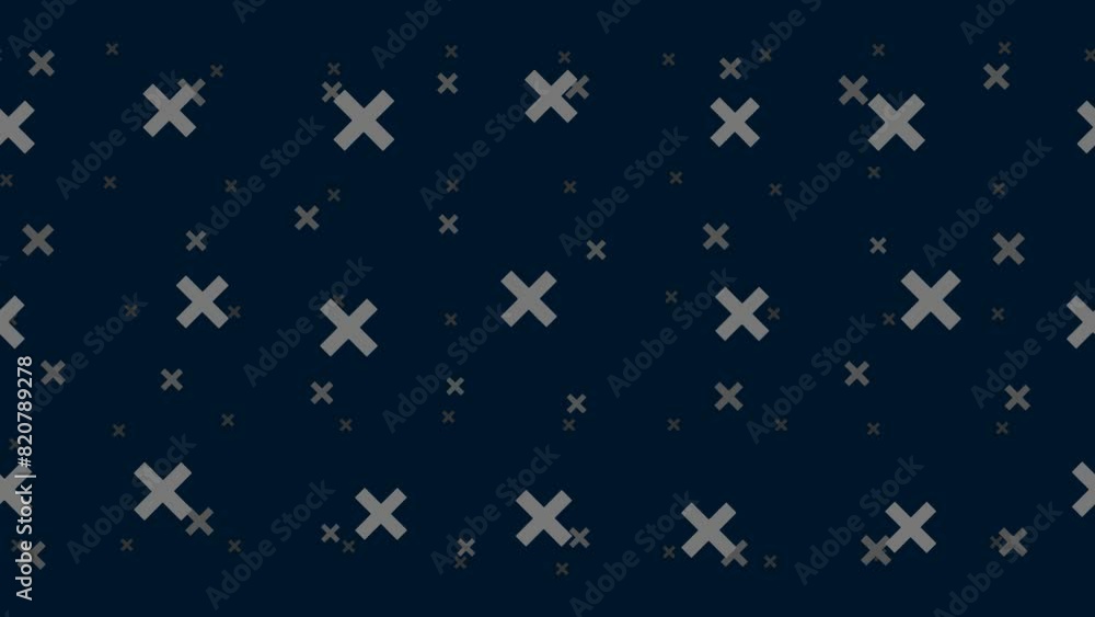 Poster multiplication symbols float horizontally from left to right. parallax fly effect. floating symbols 