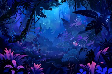 Fototapeta premium Jungle Night Lights background