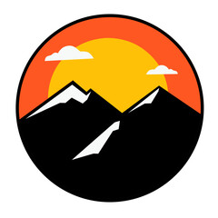vector illustration of mountains with sunset
