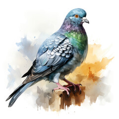 Fototapeta premium watercolor pigeon clipart, Generative Ai