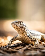 Texas spiny lizard (Sceloporus olivaceus) in a forest environment