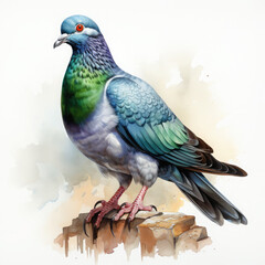 watercolor pigeon clipart, Generative Ai