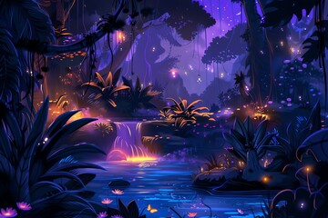 Fototapeta premium Jungle Night Lights background
