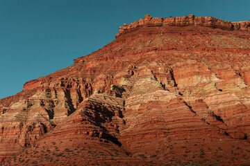 Scenic view of Zion's Cliffs with a blue sky in the background