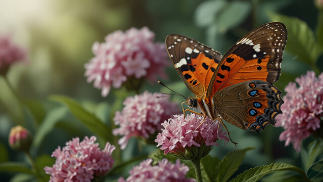 Apatura Laverna Butterfly (Battus philenor) perched on Blossoming Flower in the garden.