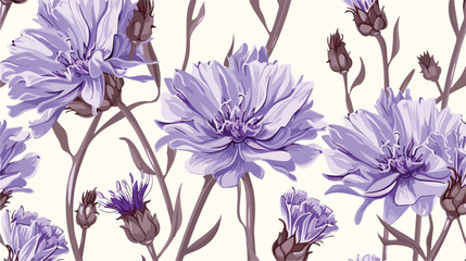 Gorgeous botanical seamless pattern with blooming pur