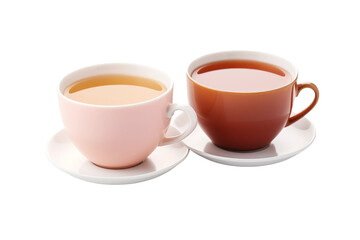 Dancing Teacups on a Silver Saucer on a White or Clear Surface PNG Transparent Background.