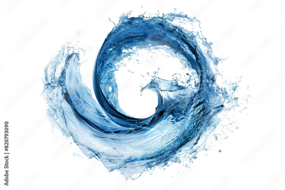 Poster abstract water splash in circular motion representing fluidity, movement, and fluid dynamics on a tr