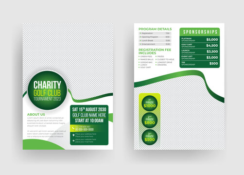Charity Golf Club Tournament Double Sided Flyer Design, Sports Flyer Design