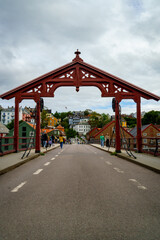 The Old Town Bridge or Gamle Bybro of Trondheim and the Nidelva River