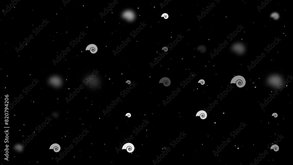 Poster template animation of evenly spaced marine nautilus symbols of different sizes and opacity. animatio