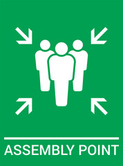 Emergency evacuation assembly point sign. Assembly point icon. Safety Signs. Evacuation Plan. Vector illustration