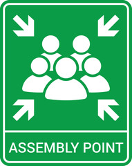 Emergency evacuation assembly point sign. Assembly point icon. Safety Signs. Evacuation Plan. Vector illustration