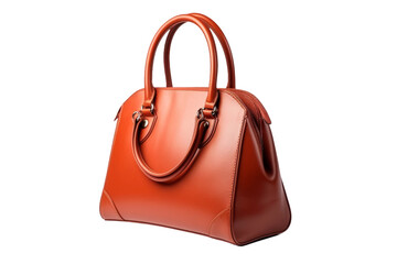 Naklejka premium Whimsical Harmony: A Brown and Orange Handbag on a White or Clear Surface PNG Transparent Background.