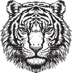 Tiger head silhouette. monochrome vector