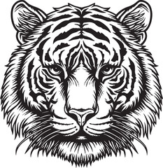 Tiger head silhouette. monochrome vector