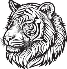 Tiger head silhouette. monochrome vector