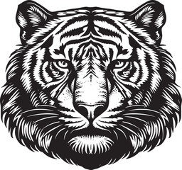 Tiger head silhouette. monochrome vector