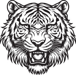 Tiger head silhouette. monochrome vector