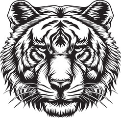 Tiger head silhouette. monochrome vector