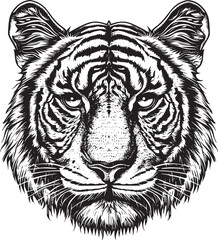 Tiger head silhouette. monochrome vector