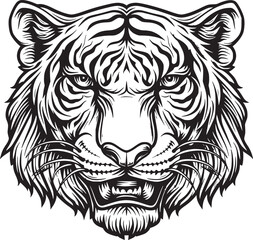 Tiger head silhouette. monochrome vector