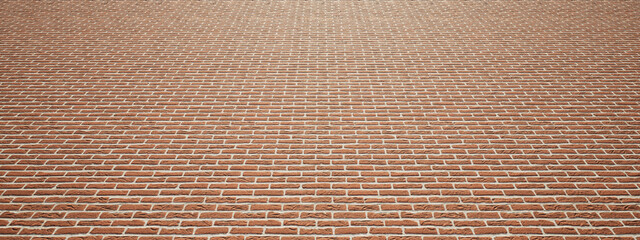 Concept or conceptual vintage or grungy brown background of  brick texture floor as a retro pattern layout. A 3d illustration for construction, architecture, urban and interior design