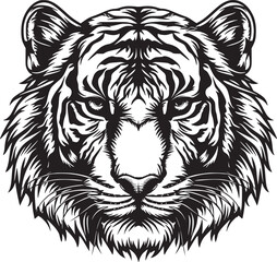 Tiger head silhouette. monochrome vector