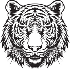Tiger head silhouette. monochrome vector