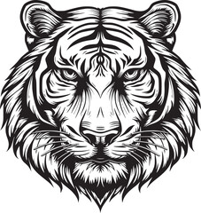 Tiger head silhouette. monochrome vector