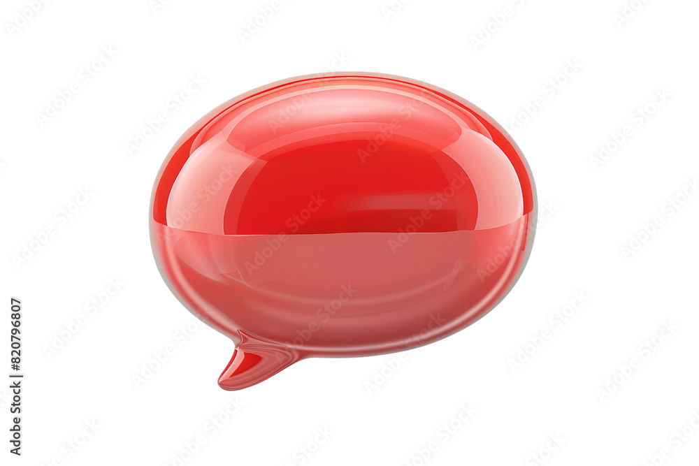 Poster red glossy speech bubble isolated on a transparent background. perfect for communication, chat, and 
